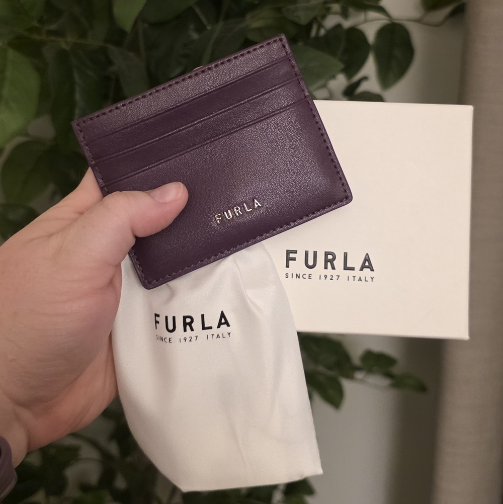 FURLA Purple Leather Card Holder